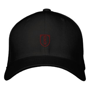 B - Black Initial Letter Flexfit Wool-Hat Large Embroidered Hat