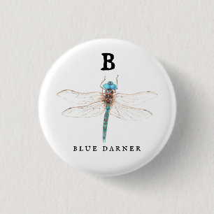 "B" Blue Darner 3 Cm Round Badge