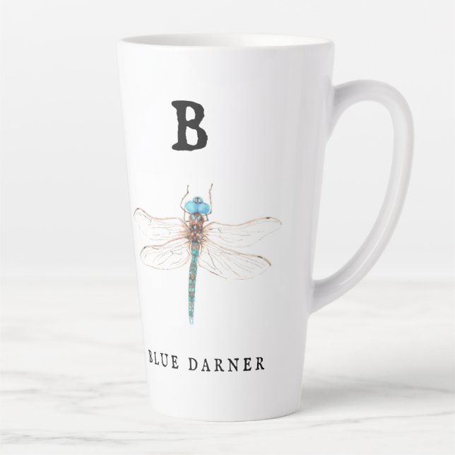 "B" Blue Darner  Latte Mug (Right)