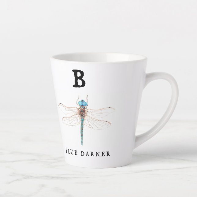 "B" Blue Darner  Latte Mug (Right)
