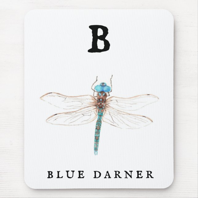 "B" Blue Darner  Mouse Pad (Front)