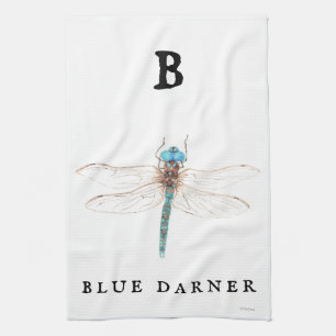 "B" Blue Darner Tea Towel