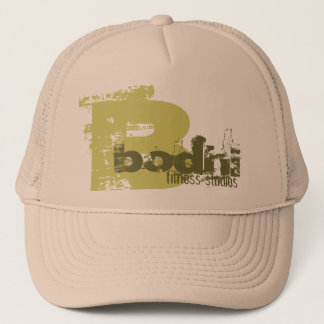 B, bodhi, fitness studios trucker hat