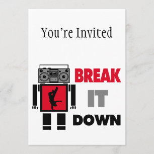 B Boy Boombox Robot Break It Down Invitation