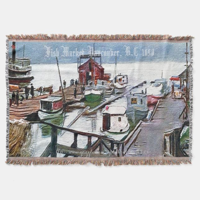"B.C. Vancouver~Fish Market" Throw Blanket (Front)