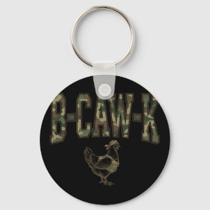 B-caw-k Funny Chicken Military Camo Army Soldier T Key Ring