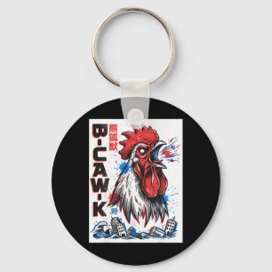 B-caw-k Funny Giant Chicken Japanese Monster Poste Key Ring