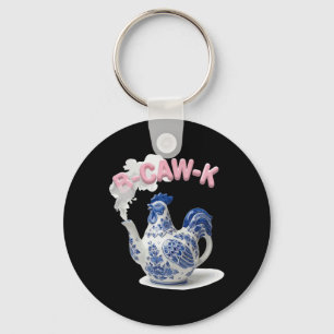 B-caw-k Funny Porcelain Chicken Teapot B-caw-k Mem Key Ring