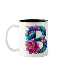 B Coffee Mug – Floral Design for Gifting