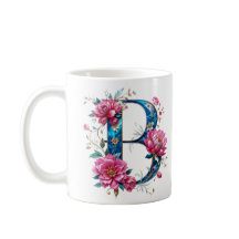 B Coffee Mug – Floral Design for Gifting