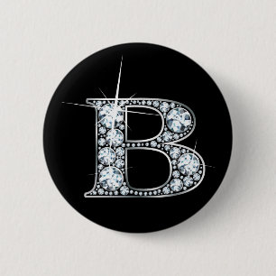 "B" Diamond Bling Button
