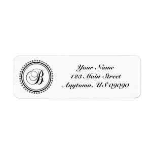 B Dot Circle Mongram Address Label (Black / Grey) Return Address Label