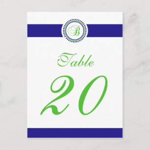 B Dot Circle Monogram Table Number (Lime / Blue) Postcard