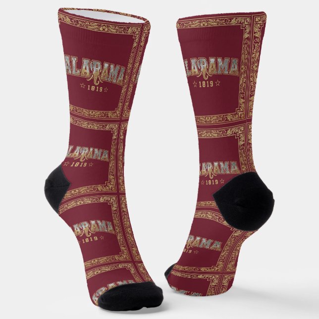 B&E Socks Bold and Elaborate Design 00376 Alabama (Angled)
