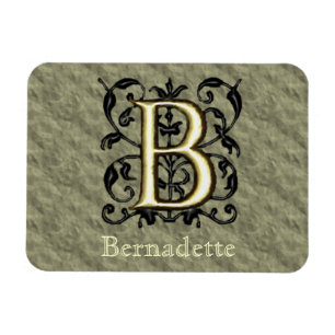 B - Embossed Vintage Monogram (Gold) Magnet