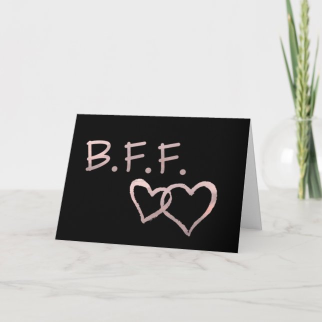 B F F with Linked Hearts Best Friends Forever Card (Front)