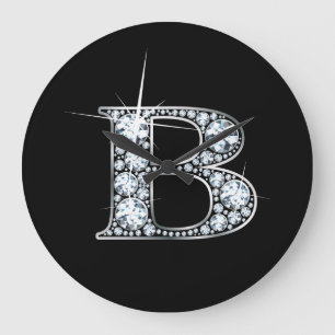 B Faux-"Diamond" Monogram Large Clock