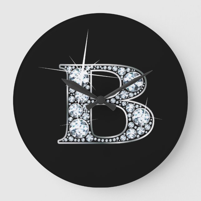 B Faux-"Diamond" Monogram Large Clock (Front)