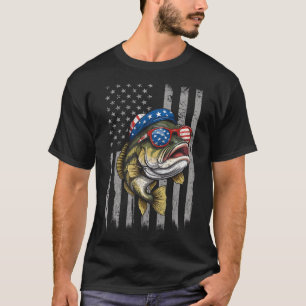 B Fish 4th Of July American Us Flag Patriotic Fish T-Shirt