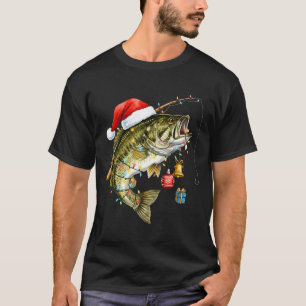 B Fish Festive Lights Christmas Funny Fishing Long T-Shirt