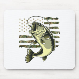 B Fish Fishing Usa American Flag Camouflage Fisher Mouse Pad