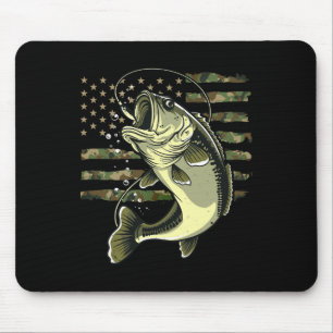 B Fish Fishing Usa American Flag Camouflage Fisher Mouse Pad