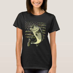 B Fish Fishing Usa American Flag Camouflage Fisher T-Shirt