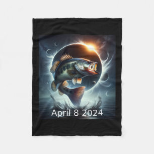 B Fish Solar Eclipse April 8 2024 Fleece Blanket