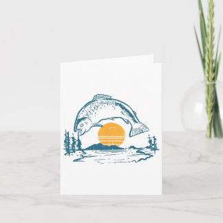 B Fish Sunset Moon Vintage Fishing Fisherman Angle Card