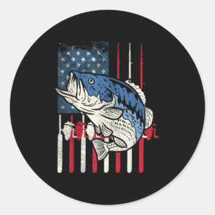 B Fish Us American Flag Patriotic Fishing Fisherma Classic Round Sticker