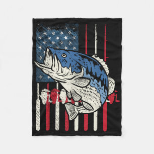 B Fish Us American Flag Patriotic Fishing Fisherma Fleece Blanket