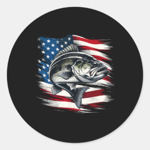 B Fish Usa Flag Fisherman 4th Of July Fishing Classic Round Sticker