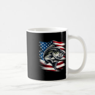 B Fish Usa Flag Fisherman 4th Of July Fishing  Coffee Mug