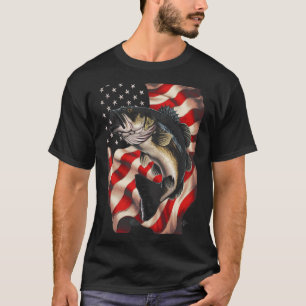 B Fishing American Flag 4th Of July For Fisherman T-Shirt