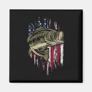 B Fishing American Flag 4th Of July Gift For Fishe Magnet