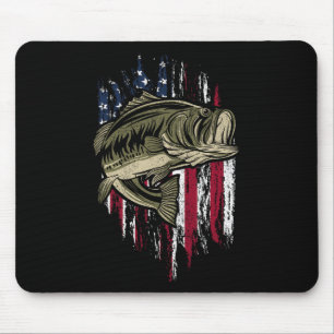 B Fishing American Flag 4th Of July Gift For Fishe Mouse Pad