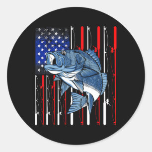 B Fishing American Flag Patriotic Fishing Fisherma Classic Round Sticker