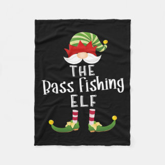 B Fishing Elf Group Christmas Funny Pajama Party  Fleece Blanket