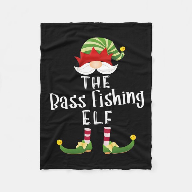 B Fishing Elf Group Christmas Funny Pajama Party  Fleece Blanket (Front)