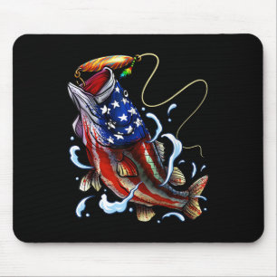 B Fishing Fish American Flag Dad Father Fourth Of  Mouse Pad