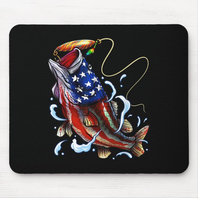 B Fishing Fish American Flag Dad Father Fourth Of  Mouse Pad (Front)