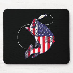 B Fishing Fish American Flag Patriotic Fourth Of J Mouse Pad