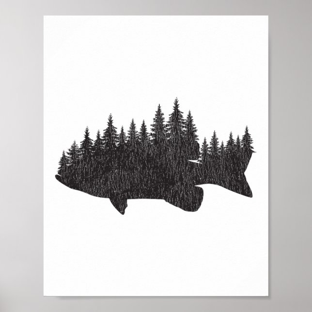 B Fishing Forest - Largemouth Smallmouth Fisherman Poster (Front)