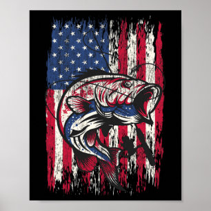 B Fishing Shirt American Usa Flag Fisherman Tee Me Poster