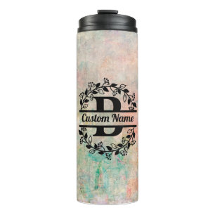 B Floral Monogram Letter Thermal Tumbler