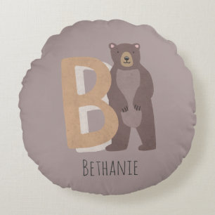B for Bear Round Cushion