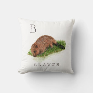 B for Beaver Pillow