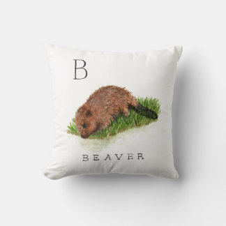 B for Beaver Pillow
