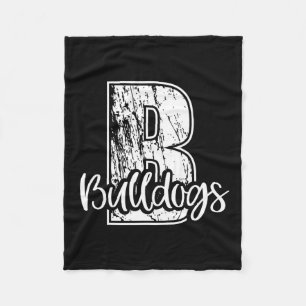 B For Bulldogs School Sports Fan Team Spirit  Fleece Blanket