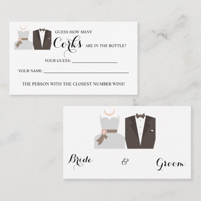 B & G How Many Corks Bridal Shower game card (Front/Back)